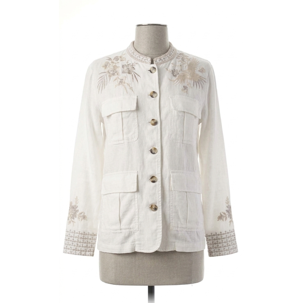 NEW JOHNNY WAS oleander linen jacket in white